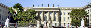 Kopfbild / Humboldt-Universität zu Berlin - Hauptgebäude unter den Linden, Schriftzug, Signum der Universität